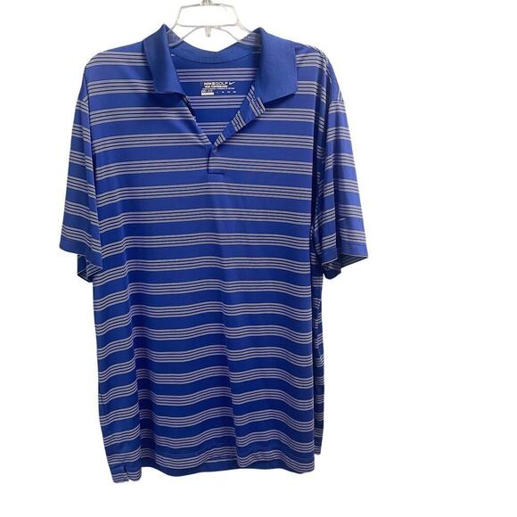 Nike Golf Tour Performance Mens XXL Blue White Striped Polo Shirt - Picture 1 of 4